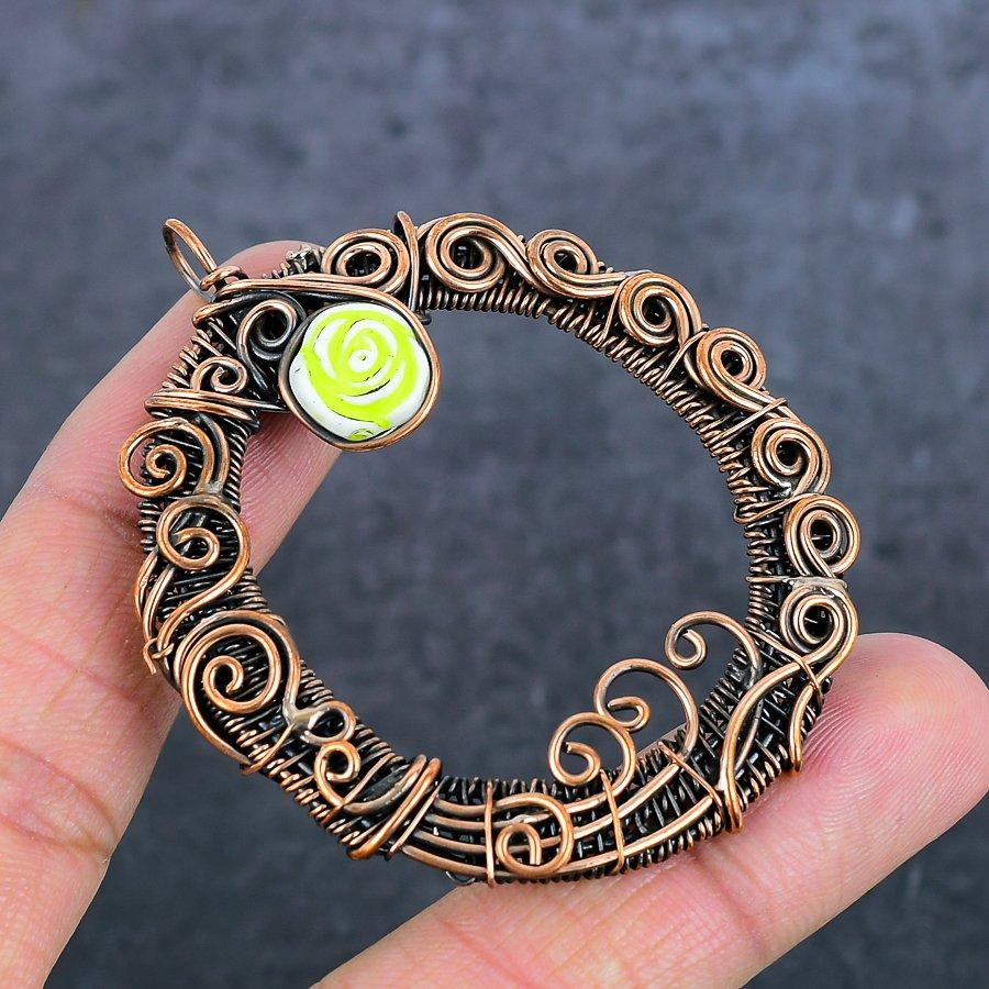 O Look Gemstone Handmade Copper Wire Wrap Jewelry Pendant 2.64" v8j41