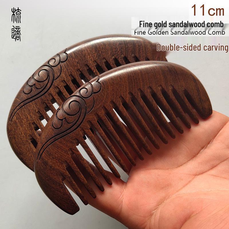 Black Gold Sandalwood Hair Comb for Smooth Ladies' Massage and Hairdressing - Ideal Gift for Girls