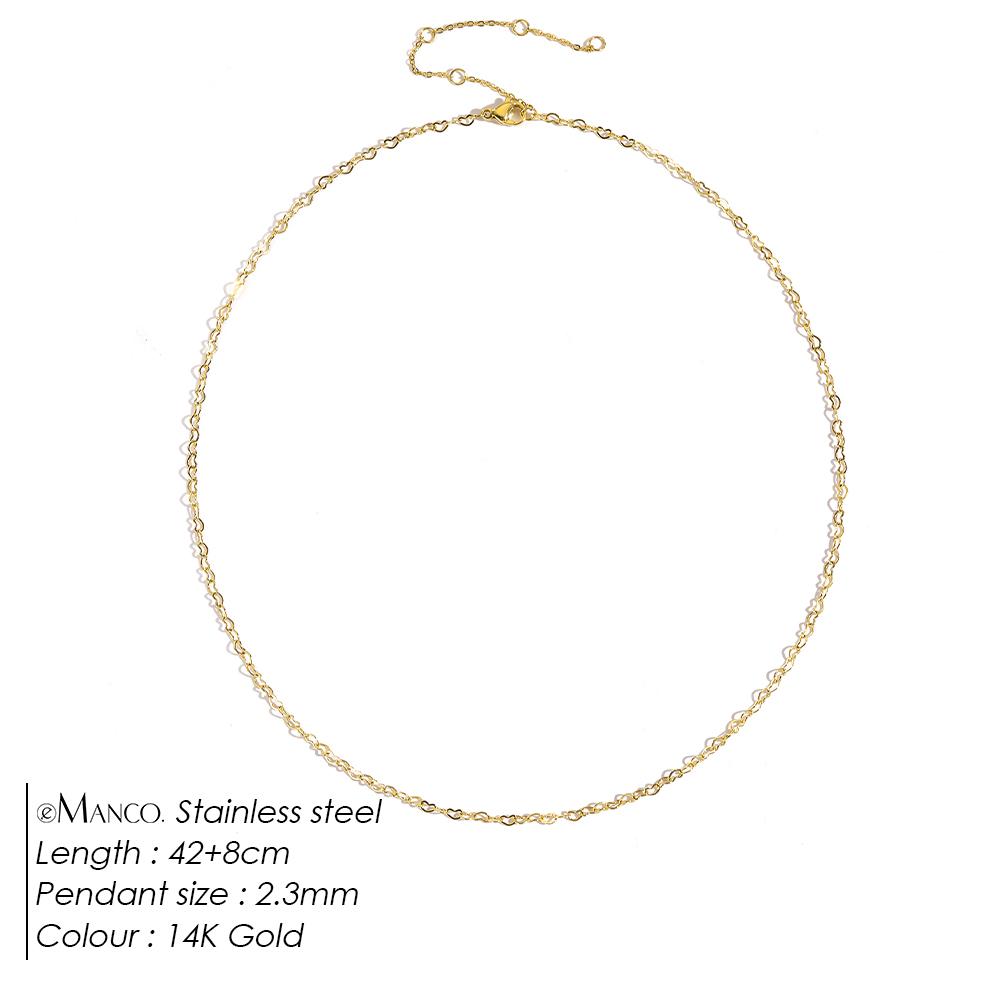 EManco 14k Gold PVD Plated Hypoallergenic Stainless Steel Heart Link Chain Necklace Jewelry Women