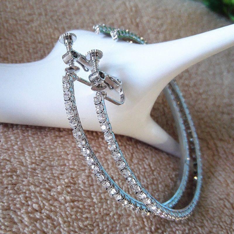 

Серьги-клипсы спиральные без прокола, крупные, женские, с бриллиантами, в стиле K-pop, модные, преувеличенные, 2024 4cm ear clip without ear hole