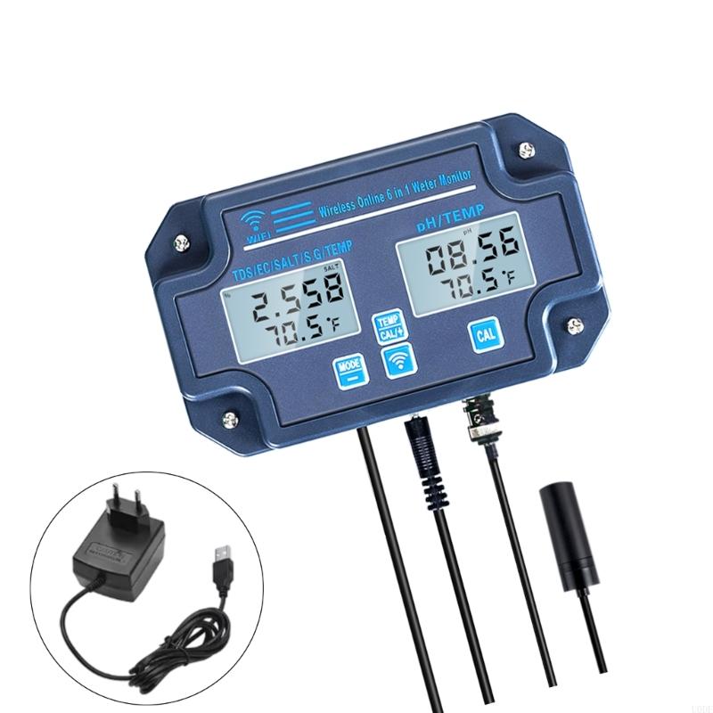 6 in 1 Digital Water Tester with WiFi Data Transfer Measure Acidity Salinity for Home Farming Laboratory