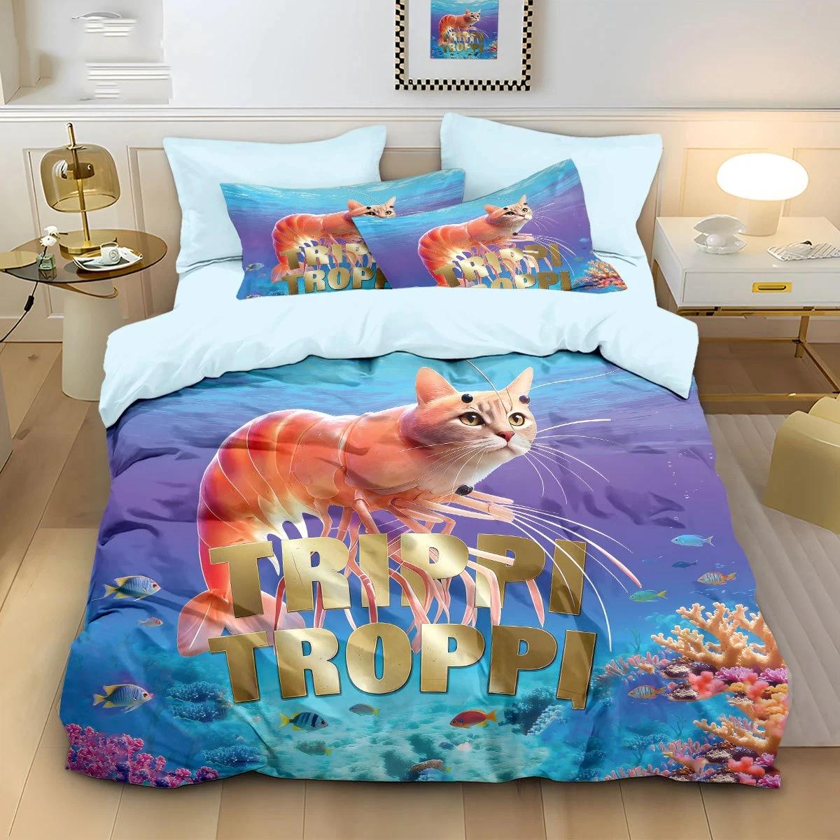 

Comforter Ai Italian Brainrot Tung Tung Sahur Bedding Sets Cartoon Bed Sahur S Home Decor Comforter (quilt)-EU Single(135*200cm)3pcs