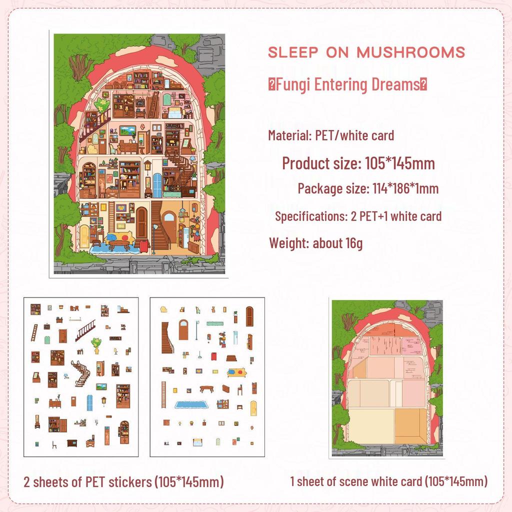 ZABC PET Scene Stickers: Dream Weaving Light Series - 3 Sheets for Journal & DIY Scenery Collage.