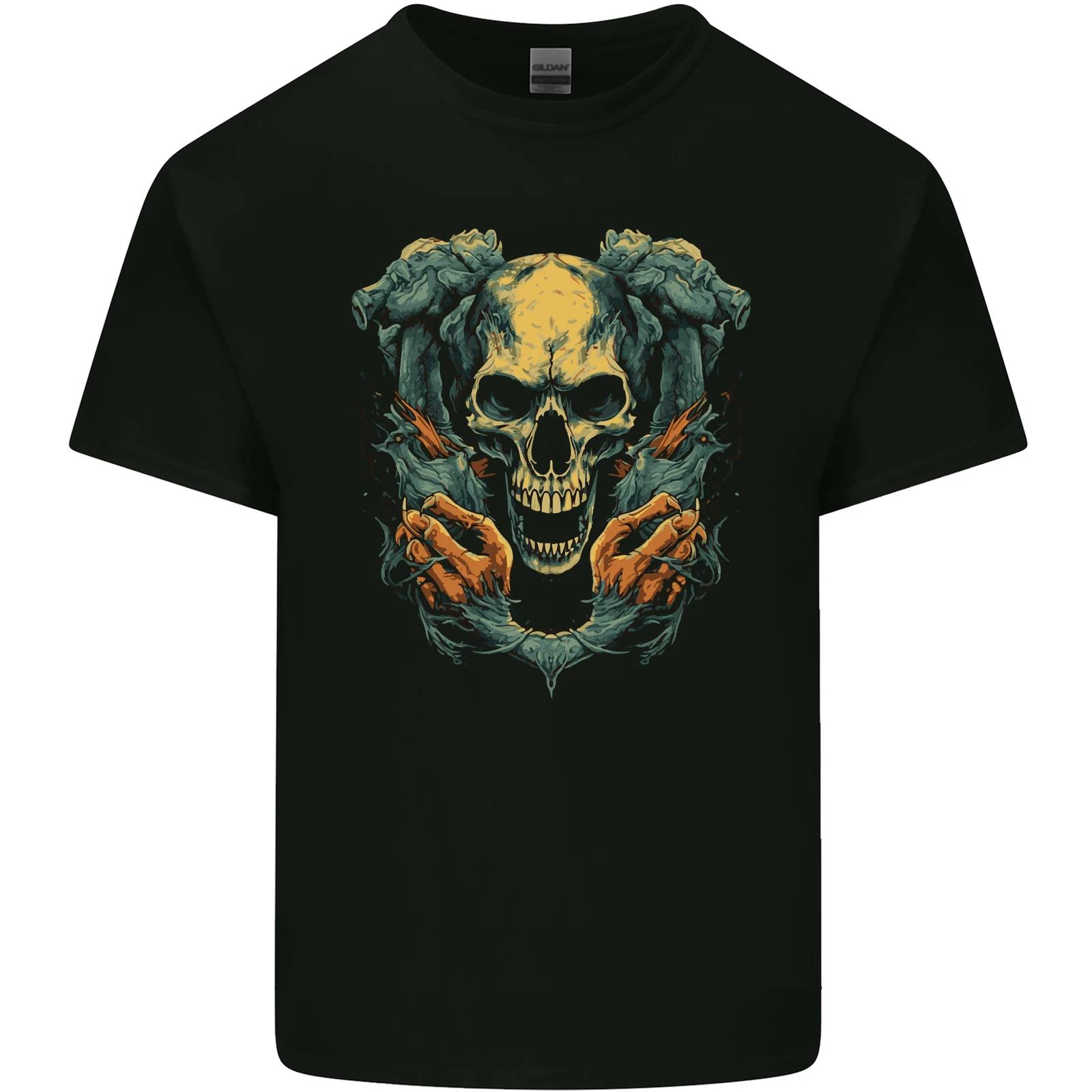 Wretched Skull Evil Demonic Halloween Demon Kids T-Shirt Childrens 2XL