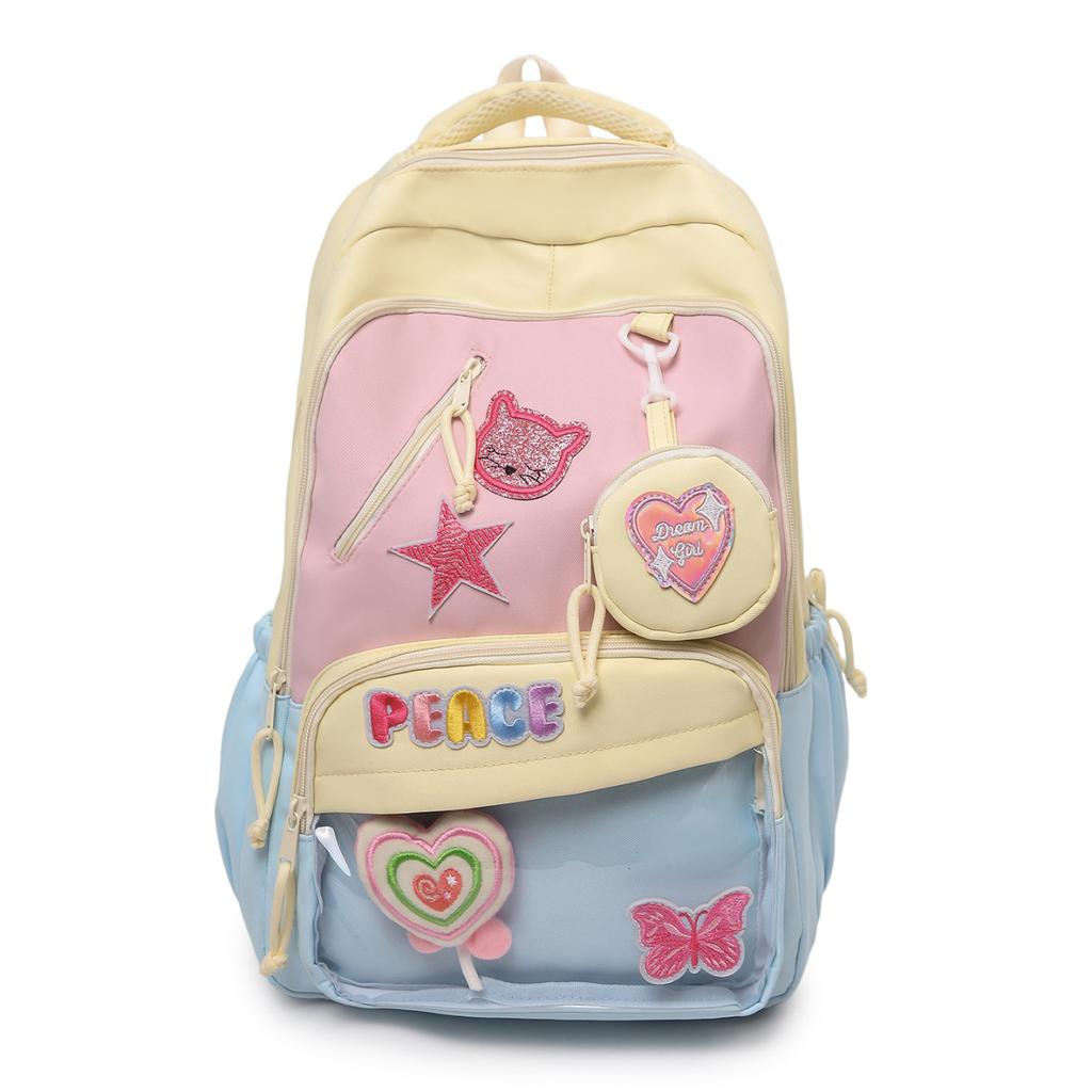 Schoolbag Korean Version of Little Star Schoolbag Female Ins Dopamine Girl College Wind Backpack Large Capacity Student Leisure Backpack