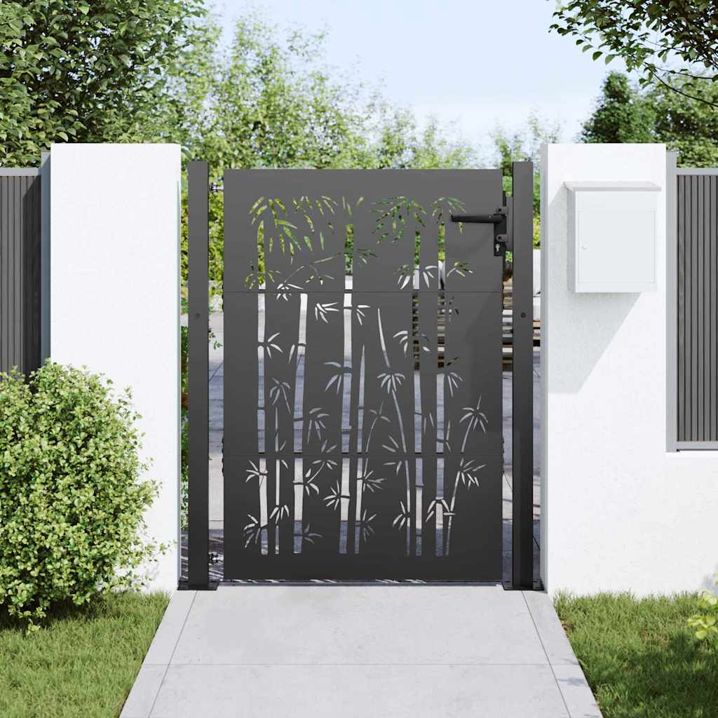 Gartentor Schwarz 110 x 155 cm Pulverbeschichteter Stahl