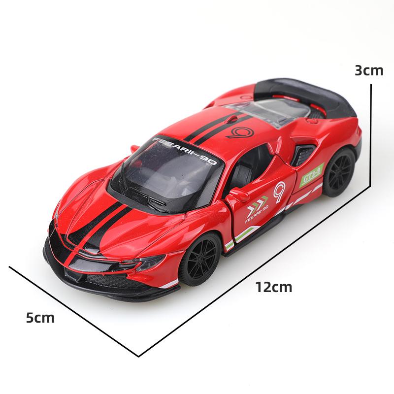 (bagged)1:36 Alloy Car Model Simulation SF90 Racing Car Vehicle Pull Back Car Ornaments Collection Toys For Boy Children