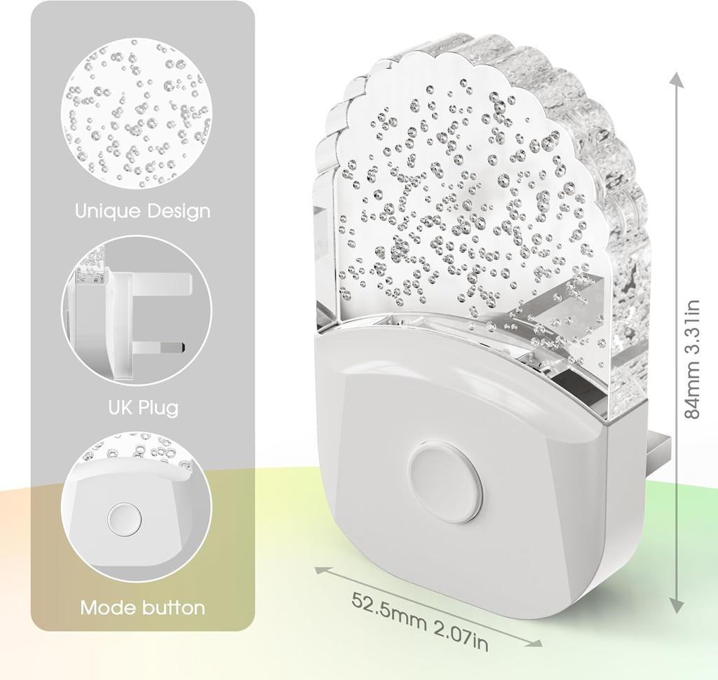Plug in Night Light, RGB Night Light Plug in Wall with Dusk to Dawn Sensor 0.5W Warm White for Kid Bedroom, Bathroom, Stair, Hallway, 2Pack