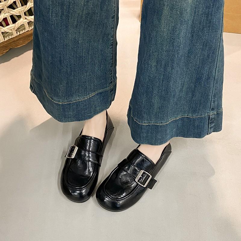 Casual Soft-soled Leather Shoes 2025 New Spring and Autumn Retro Loafers One-pedal Flat-soled Single Shoes Women's Skirt