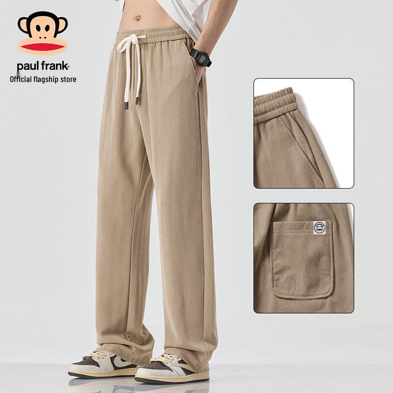 Paul Frank Men s Summer Loose Straight-leg Textured Casual Pants L