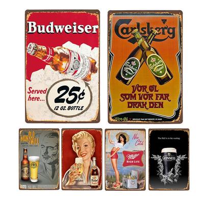 Heimdeko Vintage Metallposter Alkoholbrauen Bierplatten Dekorative Bar Pub Club Wand Blechbild Retro Plakette 20x30cm