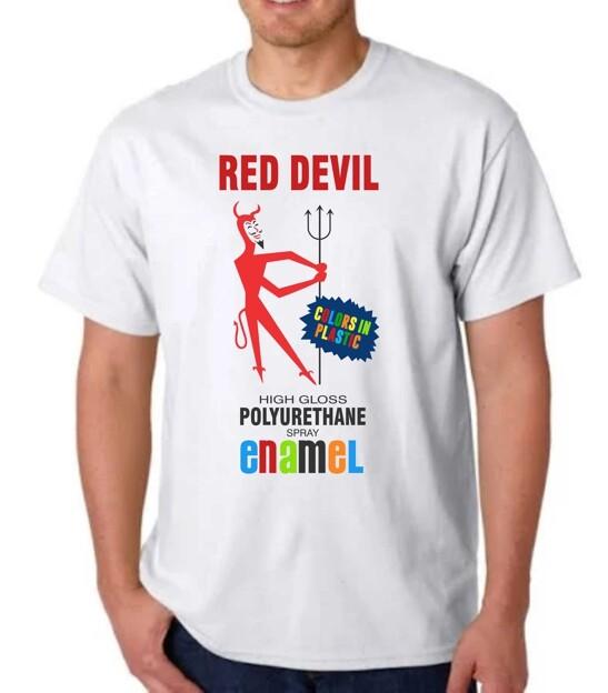 RED DEVIL SPRAY PAINT T-shirt TEE VINTAGE LABEL DESIGN CAN COLLECTIBLE M