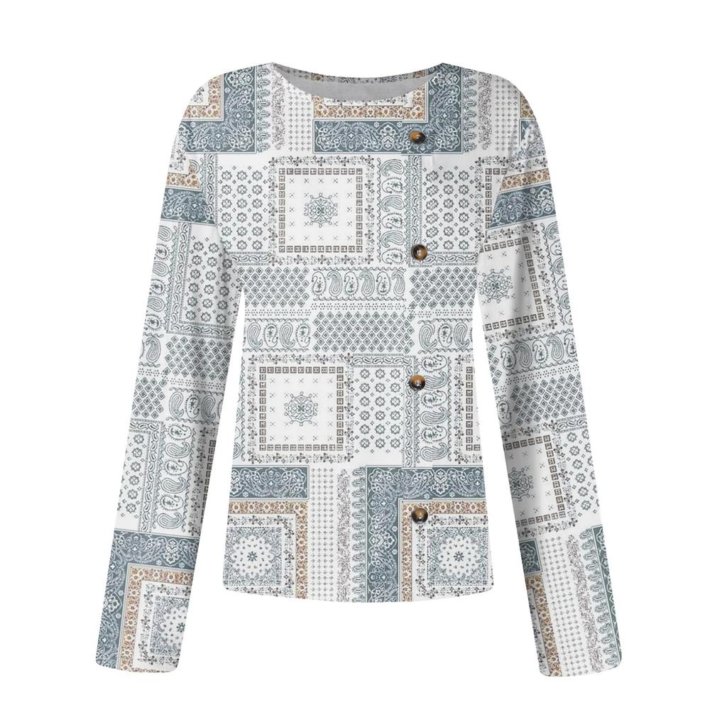 Damenmode Lässiges Rundhals-Langarm-T-Shirt mit Aufdruck