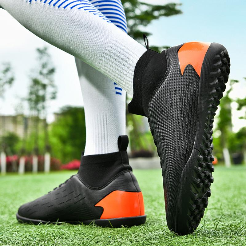 Year of the Dragon New Women's Football Shoes Broken Nails Men's High-top Mandarin Duck Long Nails Adult Game Training Sports Football Shoes