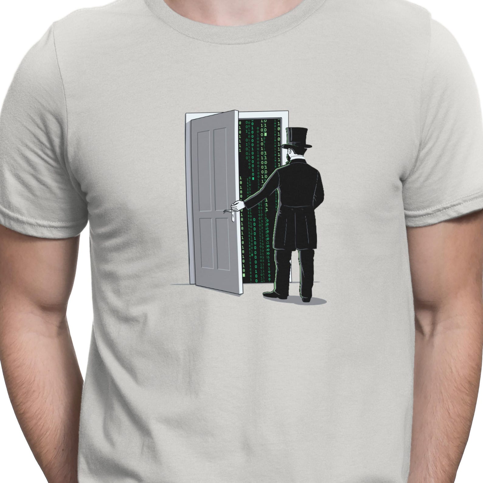 Vintage Door | Matrix Code | Binary Code Simulation | Unisex t-shirt 4XL