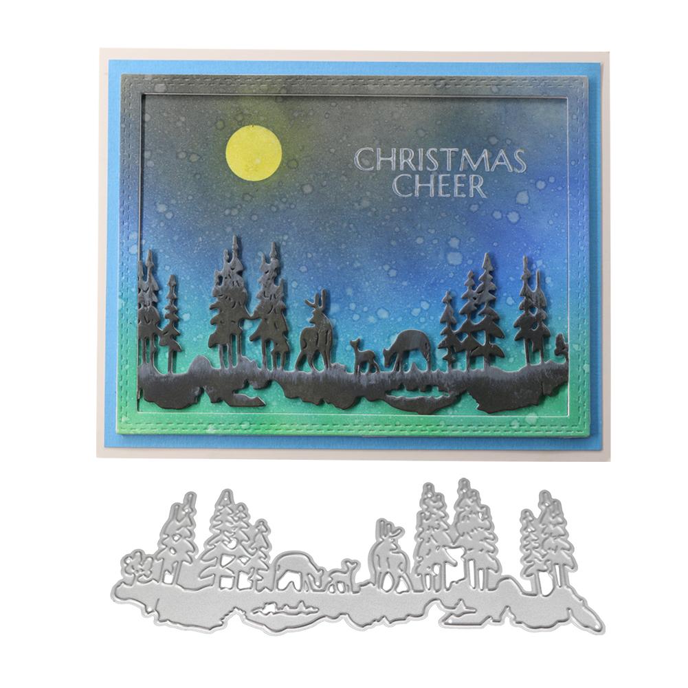 Reflection of Forest Animals Frame Metal Silvery Stencil Embossing Cutting Dies For Diy Scrapbooking Paper Album Cards Making