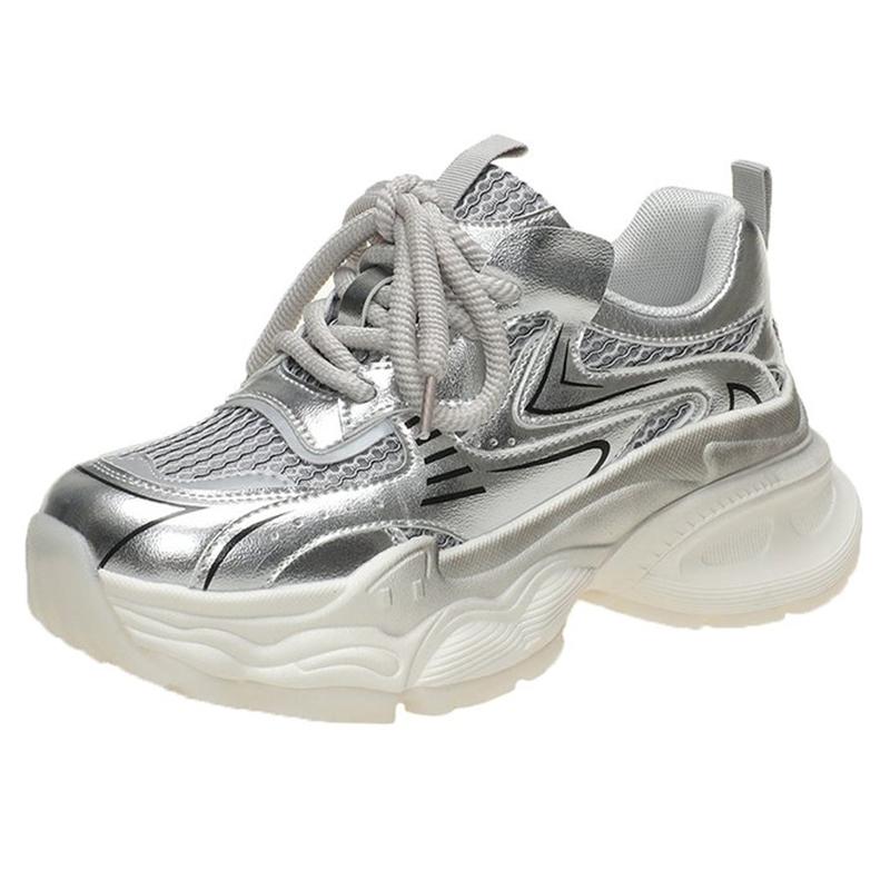 

SyfIyno Женские Классические Роскошные Женские Туфли Женские Повседневные Кроссовки Нескользящие Массивные Кроссовки На Среднем Каблуке Туфли-Лодочки Женская Сетчатая Обувь 35 серебряный