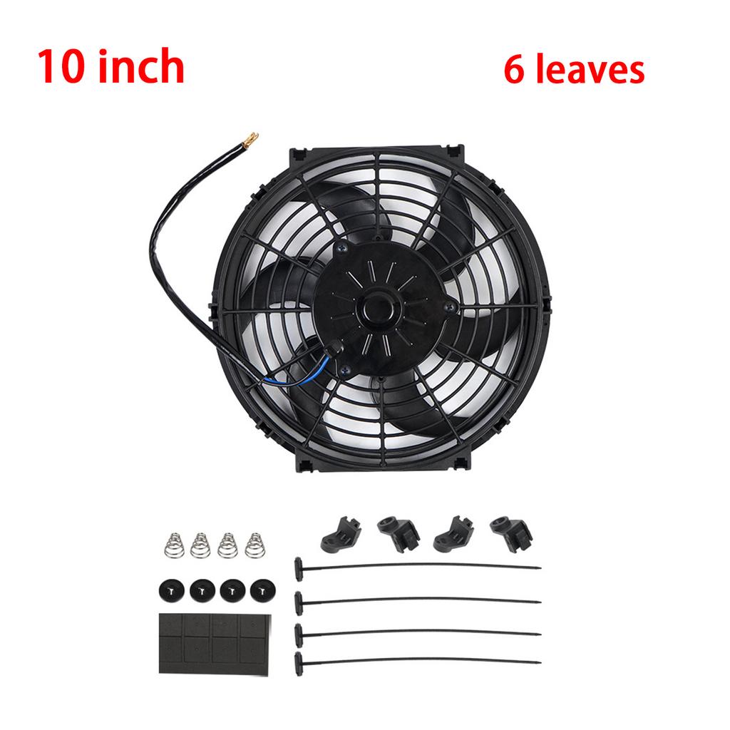 7/9/10/12 Inch Universal Slim Fan Push Pull Electric Radiator Fan Air-Sucking Type Cooling & Mounting Kit 12V 80W 2100RPM