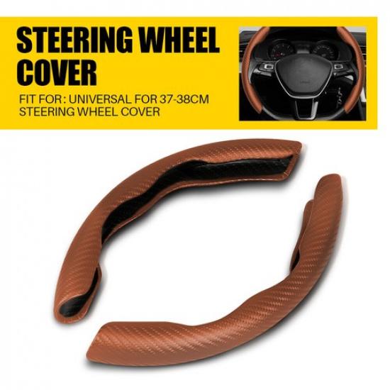 2X Carbon Fiber Universal Car Steering Wheel Booster Cover NonSlip Accessory EOA
