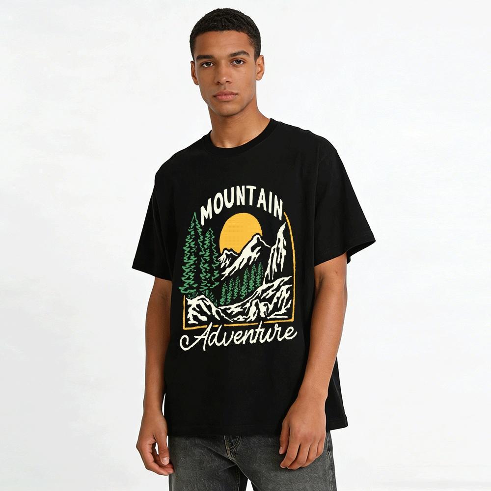 Mountain Adventure Graphic Outdoor Casual Tee Pure cotton T-shirt