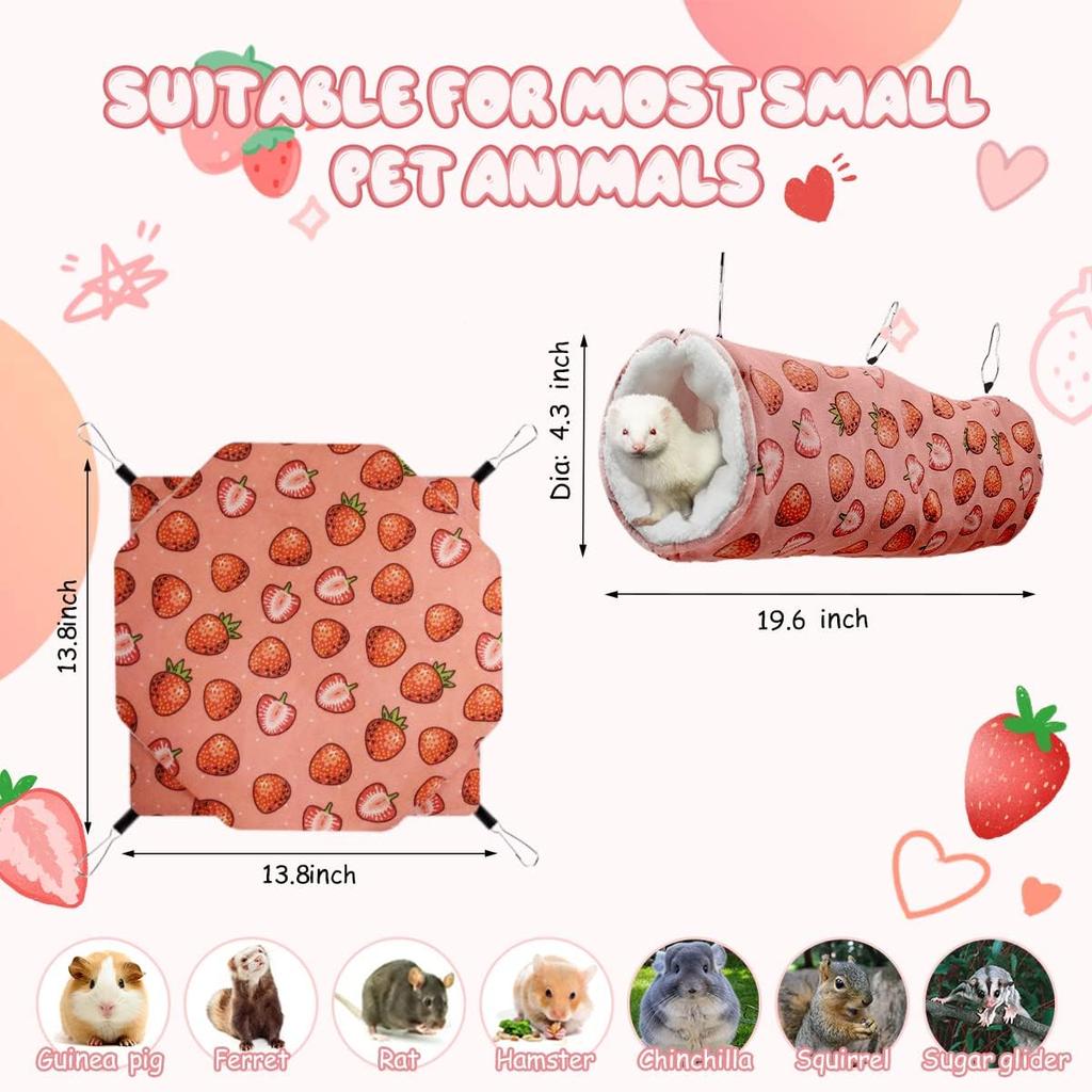LYART Guinea Pig Rat Ferret Hammock and Warm Bed Small Pet Hideout Tunnel Cave Hanging Bunkbed Hammock Cage Toy for Hamster Sugar Glider Squirrel