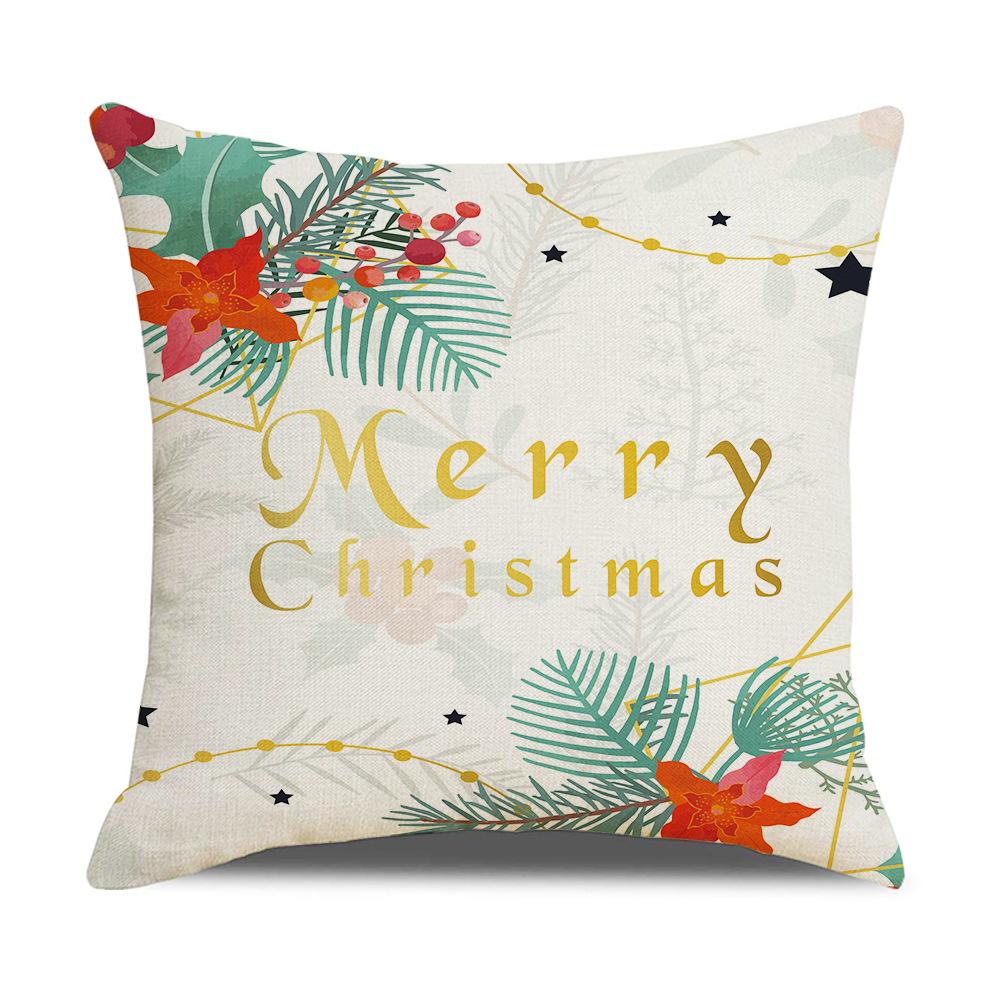 Christmas Pillowcase Nordic Golden Letters Linen Elk Christmas Sofa Pillowcase Cushion