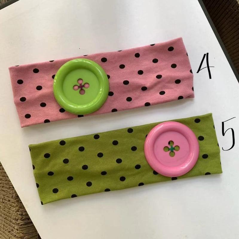 Summer Dopamine Large Button Wave Dot Headband Fashionable Ins Style Elastic Headband Sports Fitness Sweat-Absorbent Hairband