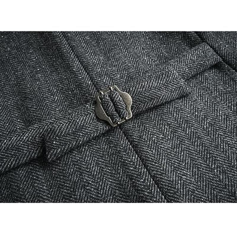 Men Suit Gray Vintage Double Breasted Blend Waistcoat For Wedding Groomsmen Banquet Men Coat