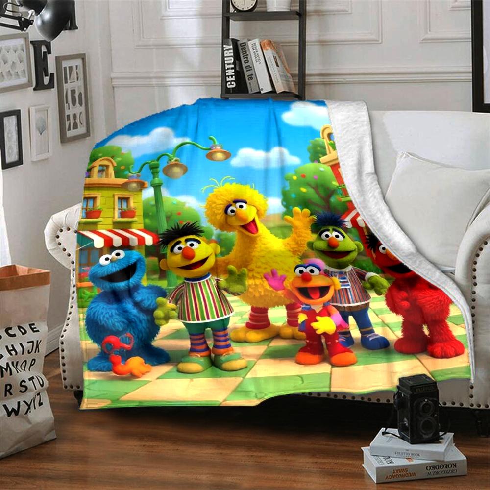 Sesame Street Theme Printed Blanket - Perfect for Couch, Bed, Travel & Outdoor Use | Machine Washable, Cozy & Durable.