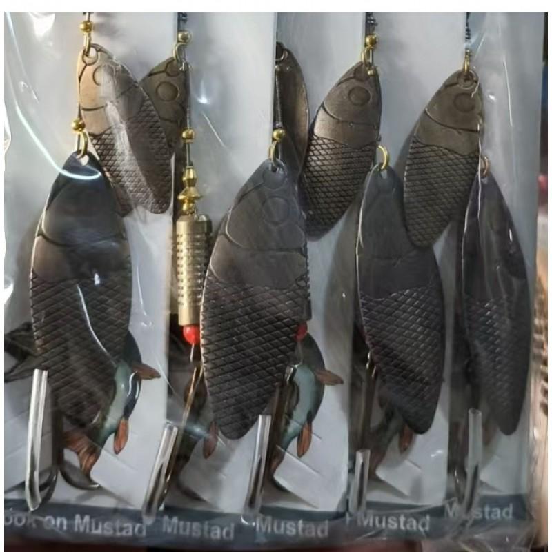 Spinnerbait Fishing Lure Metal Blade Rotating Spinner Hard Bait With Treble Hook Bass Pike