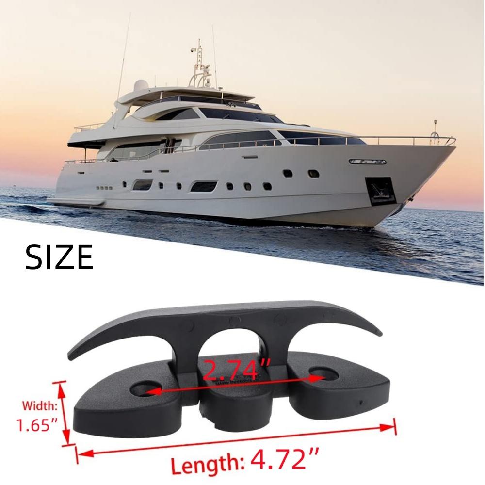 4 szt. 4,72" składane knagi, składane knagi dokujące z długimi i krótkimi śrubami. Nylon klasy morskiej, czarny, 2 otwory