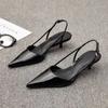 Fashion Women Pointed Toe Heels Shoes Sandals 2024 Dress Party Fashion Summer Slippers New Walking Flip Flops Pumps  Slides