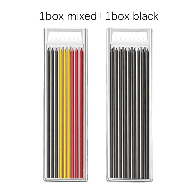 Red Black Blue 2.8mm All Metal Woodworking Automatic Pencil Set with Pen Cover 2B Lead Deep Hole Marking Engineering Drawing Pen