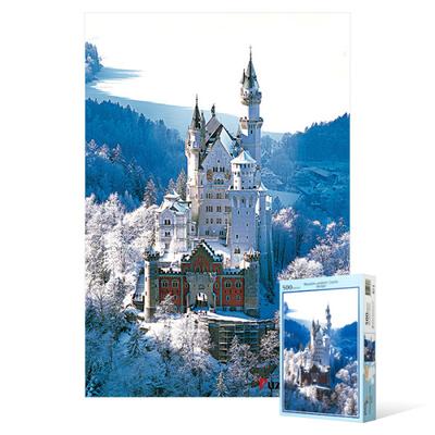 500-teiliges Puzzle – Schneelandschaft von Schloss Neuschwanstein 2, beliebtes koreanisches Puzzle