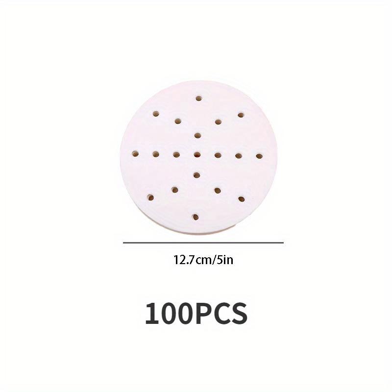 50pcs/100pcs 7.6cm/2.99in and 12.7cm/5in Food Grade Steamer Pad Circular Steamer Paper Silicone Paper Mantou Paper Baking Paper