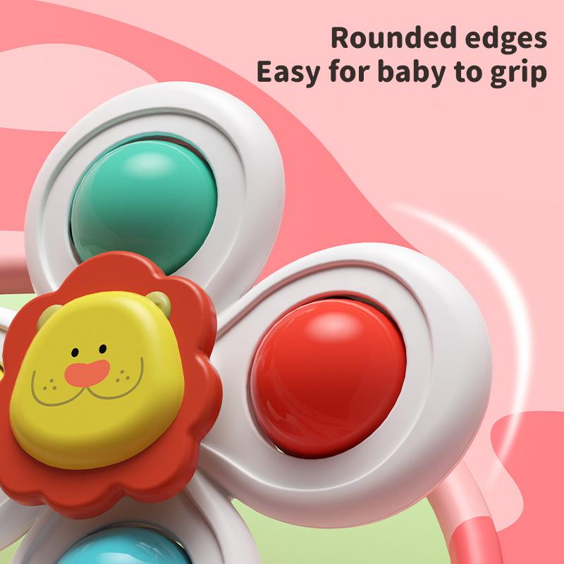 3Pcs/Set Suction Cup Spinner Toy Baby Hand-eye Coordination Sensory Cartoon Animal Spinner Toys High Chair Table Travel Bath Toy