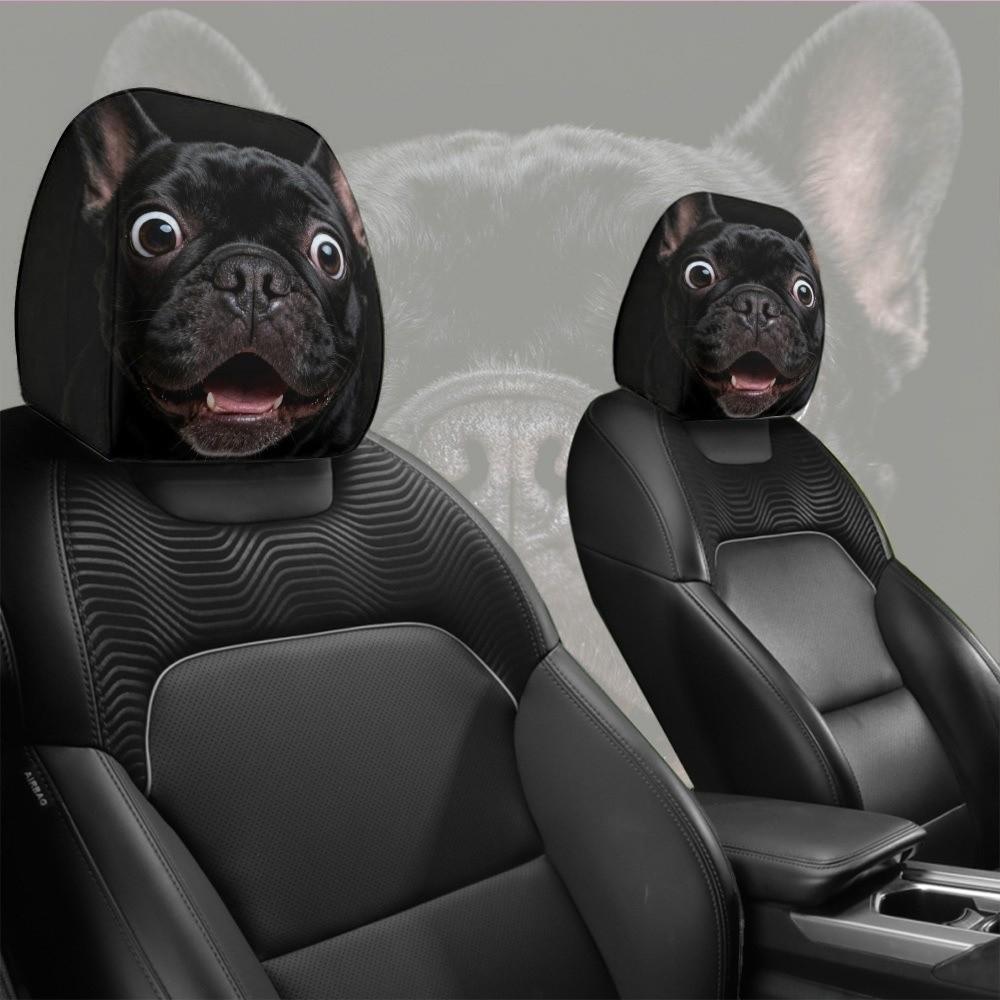 2Pcs Elastic Car Headrest Covers Dust-proof Automobile Pillowcase Auto Headrest Sleeve Dog Lovers