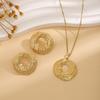 Exquisite Irregular Geometric Leaf Texture Jewelry Set: Love Earrings & Necklace
