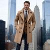 Men's European Double-Breasted Wool Coat - Long Style for Autumn/Winter
