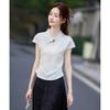 Women's New Chinese Style Jacquard Stand Collar Short Sleeve Shirt
