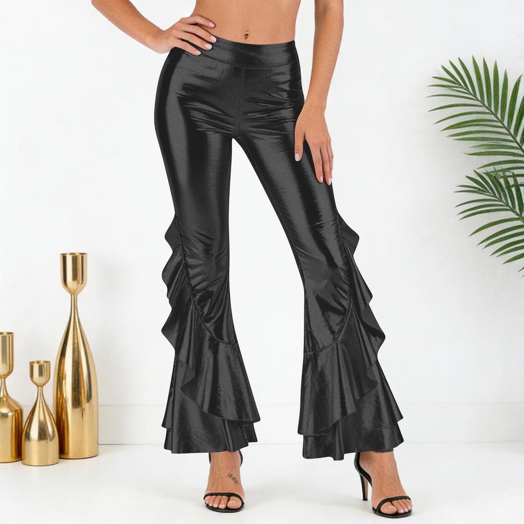 Women's -color Sexy Fitted Irregular-shaped Flared Pants