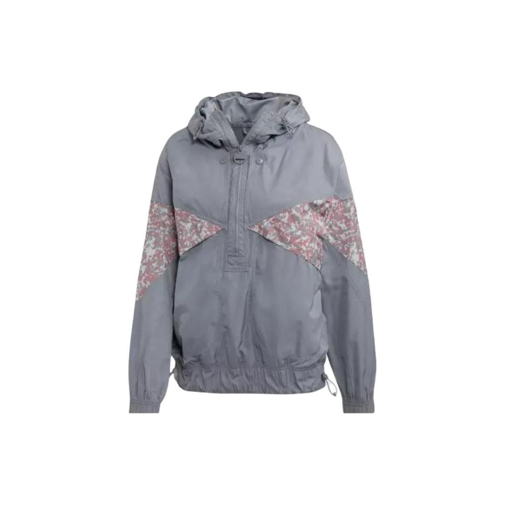 Adidas X Stella McCartney Collaboration Casual Comfortable Hooded Jacket Women Jacket Gray FI7977