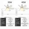 LED ceiling fan light E27 with remote control for dimming, suitable for living room, study, household use, 85-265V