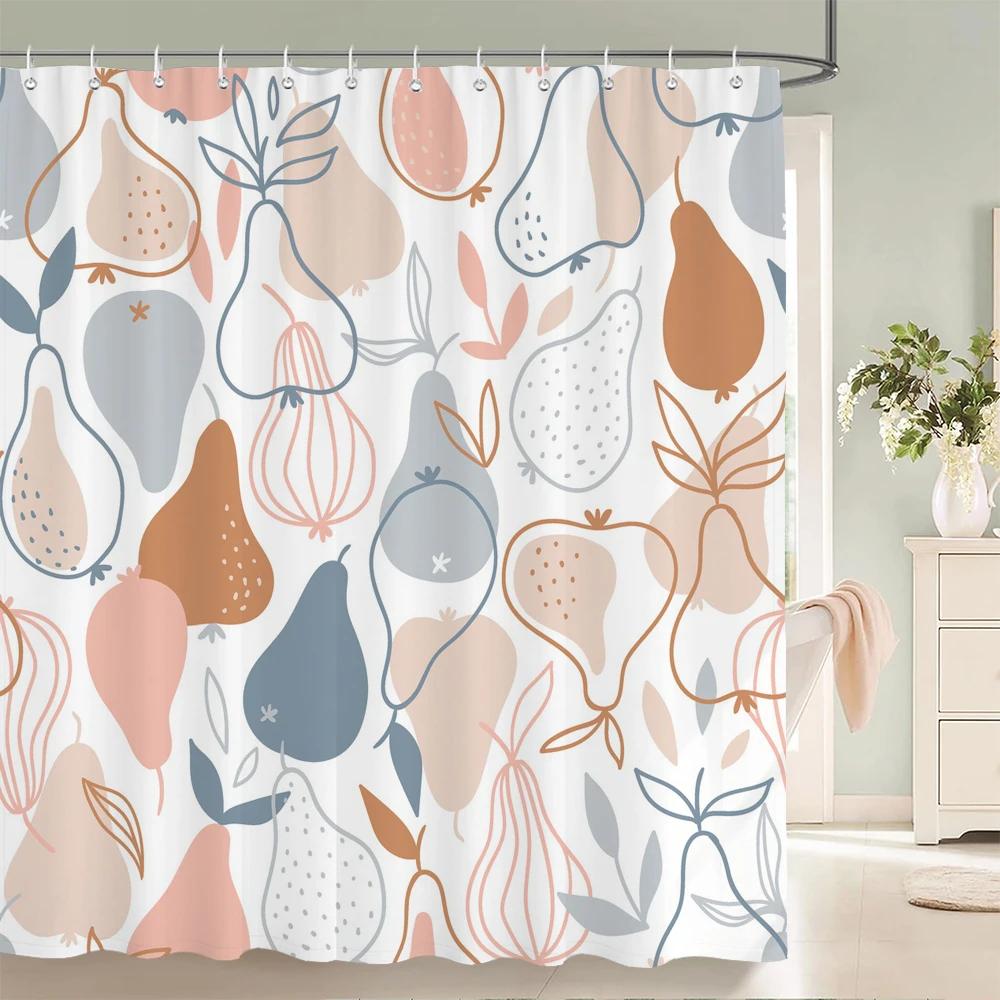 Cute Fruit Pattern Shower Curtain with Hooks   Fresh & Playful Decor for Bathrooms, Reinforced Eyelets & Easy to Clean