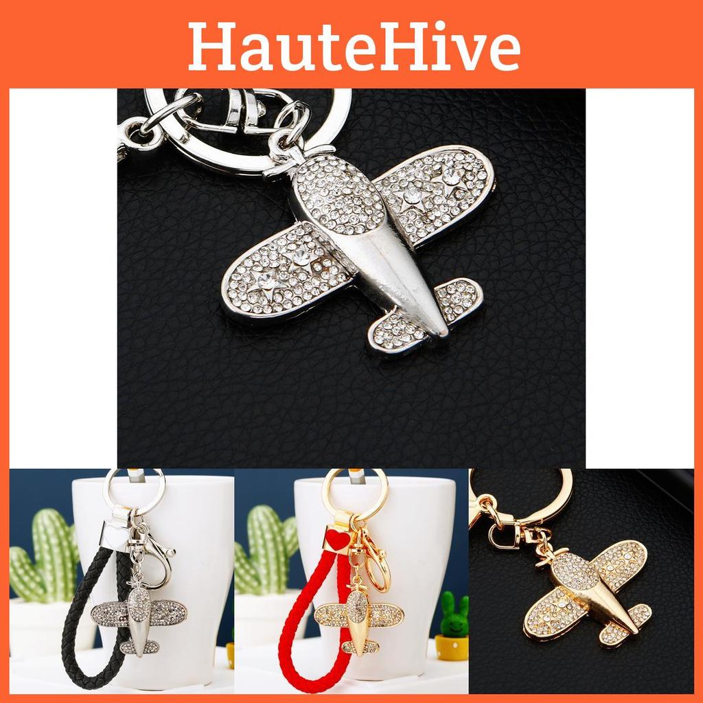 Elegant Zinc Alloy Airplane Keyring With Dazzling Crystals Perfect For Gifting
