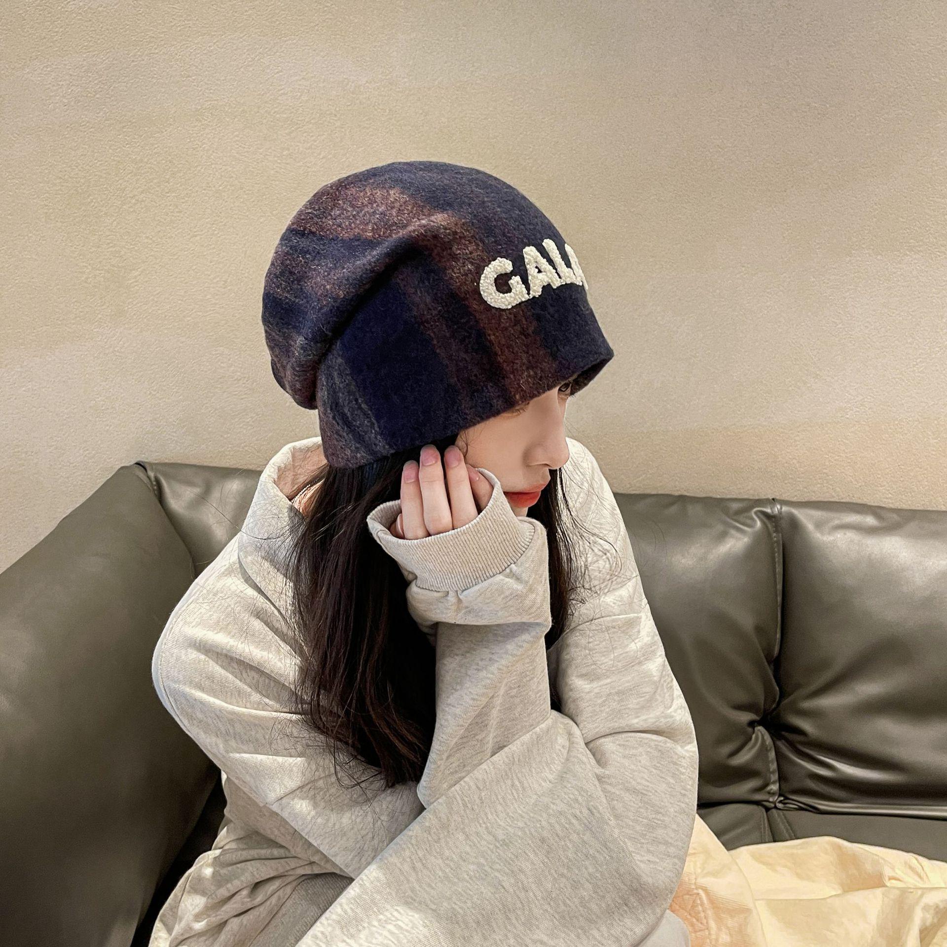 

Japanese Style Knitted Women s Hat, Large Fit for Small Face, Ideal for Outdoor Hiking, Wool Pile for Warmth One Size