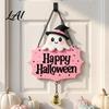 Holiday Wall Plaque for Home Halloween Cute Witch Hat Ghost Door Sign Wooden Hanging Decoration Decor Doorbell Pendants Indoor Outdoor Fireplace