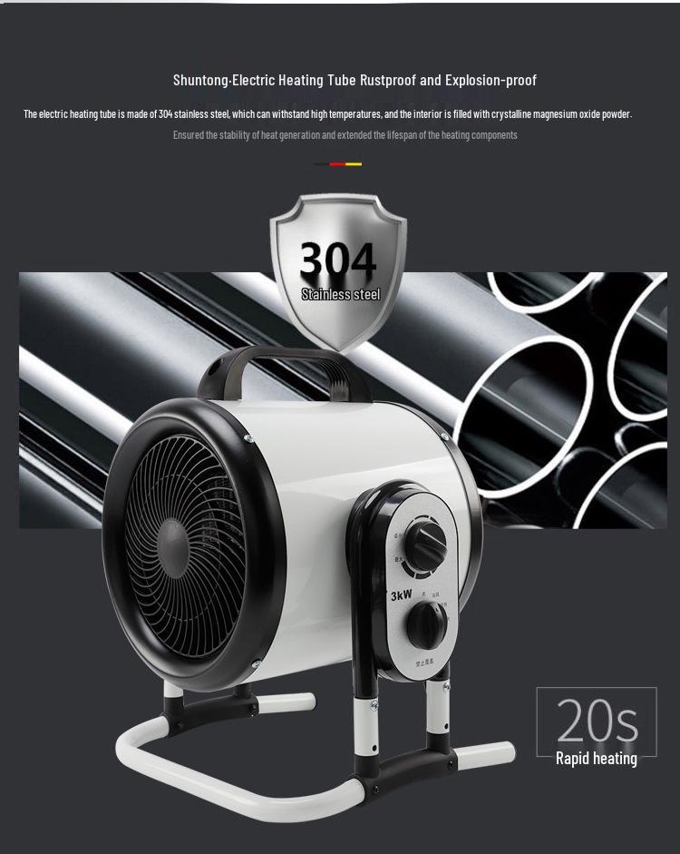 3kW Industrial Electric Heater: Compact Warm Air Blower for Large Areas & Breeding