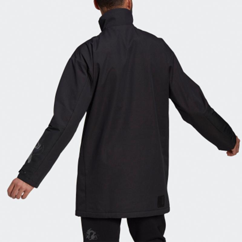 Adidas Long Woven Training Casual Sports Jacket Men Jackets Black GU1766