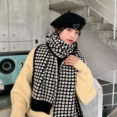 New Knitted Scarf Women's Autumn and Winter Versatile Thickened Love Scarf Student Warm Shawl Winter